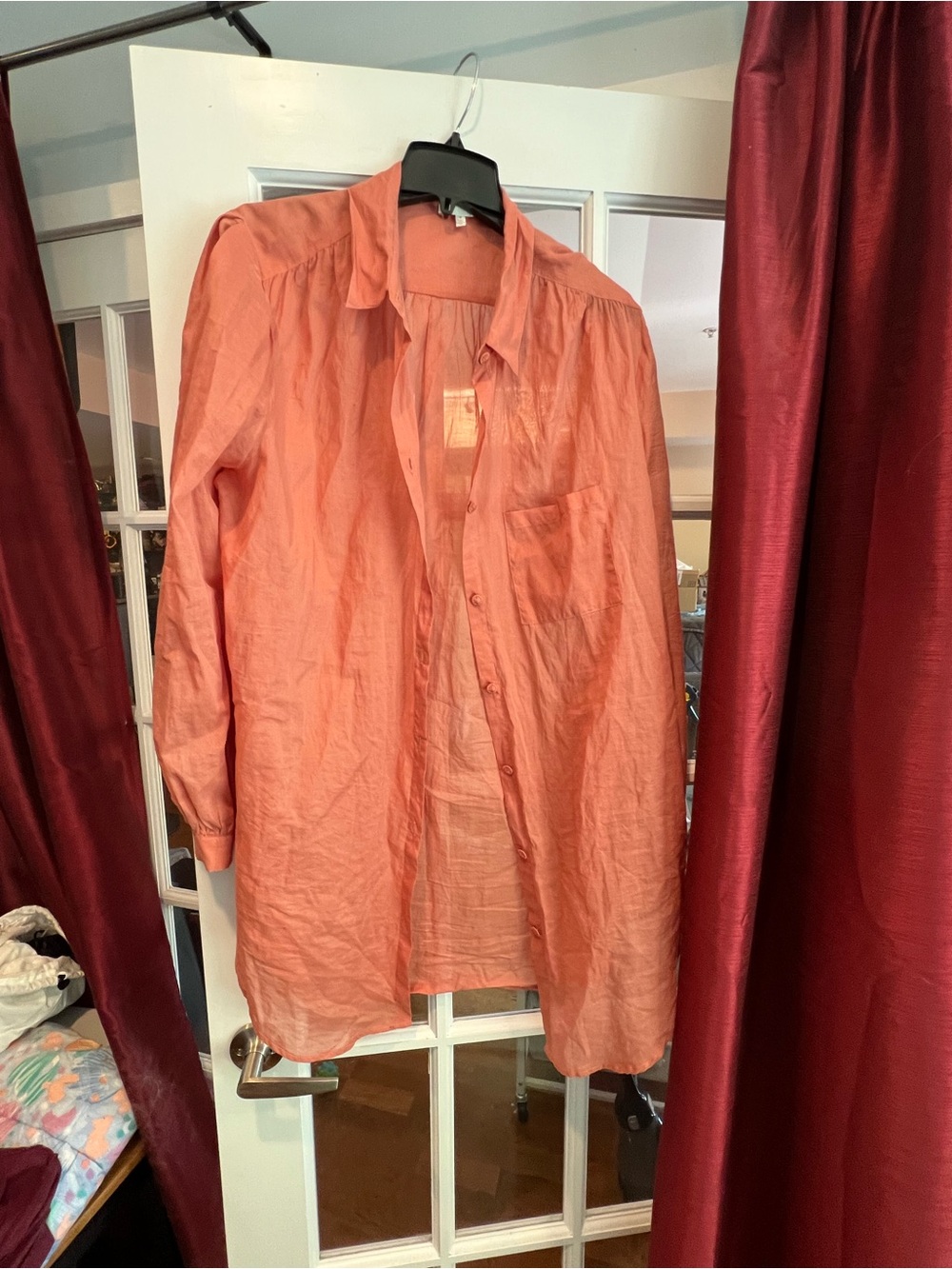 Skin Coral Lightweight Longline Shirt Jacket